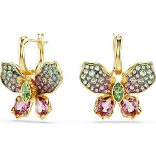 Idyllia Drop-Ohrhänger, Verschiedene Schliffe, Pavé, Schmetterling, Mehrfarbig, Goldlegierungsschicht