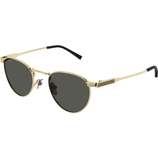 Gucci Mand GG1875S 001 Solbriller Metal Guld Grå Rund