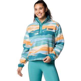 Columbia Helvetia II Printed Cropped Half Snap Half-Zip Fleecepullover - XS - teal rogue valley