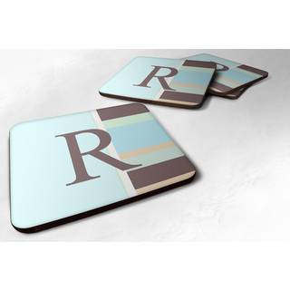 """"Carolines Treasures CJ1003-RFC Monogram-Blue Stripes Foam Coasters (s?t med 4) Startbogstav R 3,5"""""""" H x 3,5"""""""" B Multicolor""""