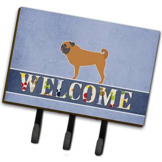 """" Caroline's Treasures Pug Welcome Wall Hook Triple Multicolor """"