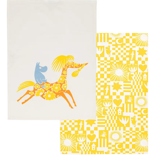 Moomin Arabia Moomin Kitchen Towel Party 2-pack Yellow - Viskestykker Økologisk Bomuld Gul - 1077461