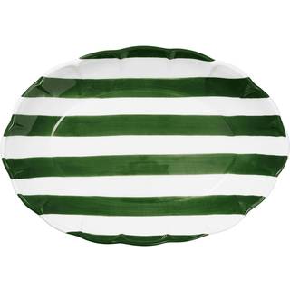 Pick a Poppy Stripe Serveringsfad 36 Cm t - Serveringsfad Lertøj Grøn - C063605AW24-169