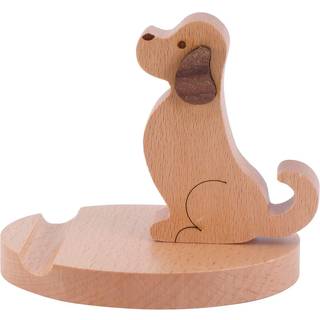 Wooden Phone Holder Cute Dog Cellphone Stand Holder Wood Mobile Phone Stand for Desk Office