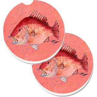"""" Caroline's Treasures Strawberry Snapper Set med 2 Cup Holder Car Coasters 8351Carc 2.56 Multicolor """"