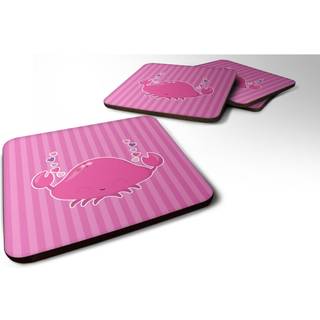"""" Caroline's Treasures Pink Crab Foam Coaster Set på 4 3,5 multicolor """"