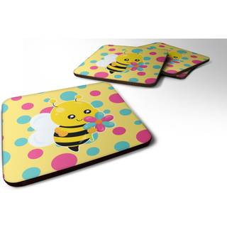 """" Caroline's Treasures Bee med blomsterskum coaster -sæt på 4 3,5 flerfarvet """"
