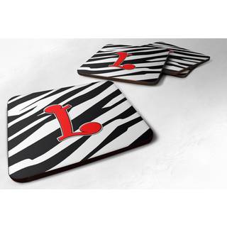 """" Caroline's Treasures CJ1024-LFC Monogram-Zebra Red Foam Coasters (Sæt på 4) indledende bogstav L 3.5 """" ""H x 3.5"" """" ""W multicolor"" ""