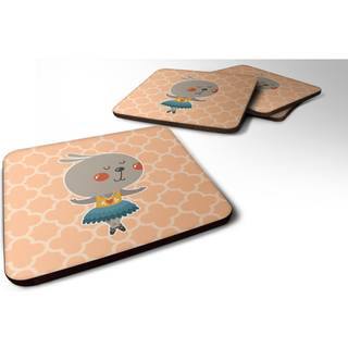 """" Caroline's Treasures Ballerina Rabbit Foam Coaster Set på 4 3,5 multicolor """"