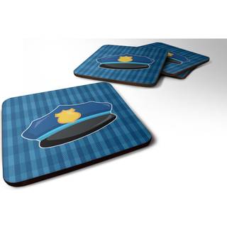 """" Caroline's Treasures Police Hat Foam Coaster Set på 4 3,5 multicolor """"