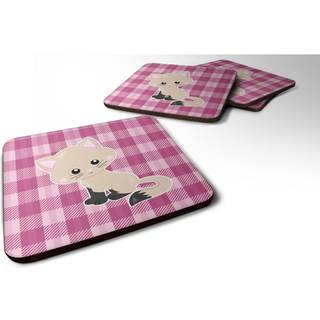 """" Caroline's Treasures Kitten Cat on Pink Foam Coaster Set på 4 3,5 multicolor """"
