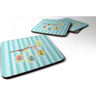 """" Caroline's Treasures Birdhouses on Blue Stripes Foam Coaster Set på 4 3,5 multicolor """"
