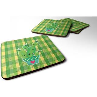 """" Caroline's Treasures Cactus Striped Plaid Foam Coaster Set på 4 3,5 multicolor """"