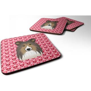 """" Caroline's Treasures Sheltie Hearts Foam Coaster Set på 4 3,5 multicolor """"