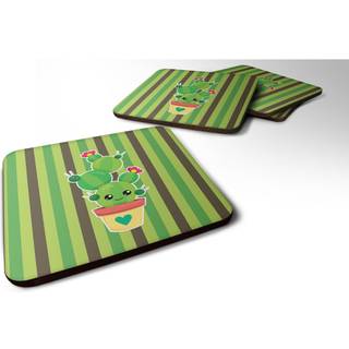 """" Caroline's Treasures Cactus Stripe Foam Coaster Set på 4 3,5 multicolor """"