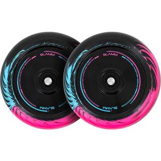 Slamm 110mm Swirl Hollow Core Hjul til Løbehjul Sort/Blå/Pink 2 stk.