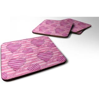 """" Caroline's Treasures Watercolor Hot Pink Striped Hearts Decorative Coasters 3.5 Multicolor """"