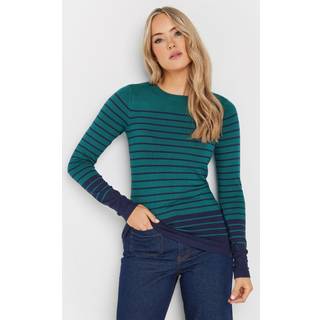 Lts Tall Dark Green Fine Knit Striped Jumper 14-16 Lts | Tall Women's Sweaters & Jumpers