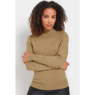 M & Co M & Co Natural Button Detail Turtle Neck Jumper