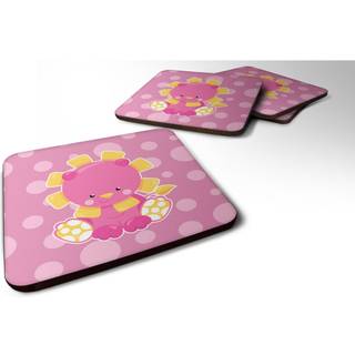 """" Caroline's Treasures Girl Lion Foam Coaster Set på 4 3,5 multicolor """"