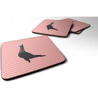 """" Caroline's Treasures English Carrier Pigeon Pink Check Decorative Coasters 3.5 multicolor """"