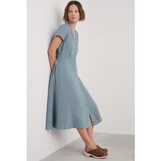 Seasalt Cornwall Seasalt Cornwall Blue Carved Wood Midi 100% Linen Dress