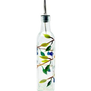 Indeholder glas olivengrenolie/eddike glasskruet til k?kken 8 oz olivenolie dispenser med rustfrit st?l tud for nem h?ldning