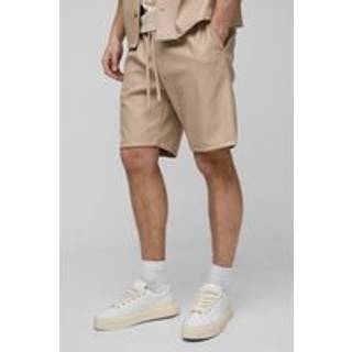Mens Stone Tall Pleated PU Basketball Shorts
