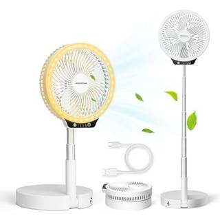 Aigostar justerbar bord og gulv ventilator med LED lys og USB oplader