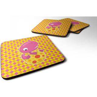 """" Caroline's Treasures Baby T-Rex Dinosaur Hatching Foam Coaster Set på 4 3,5 multicolor """"