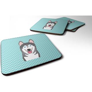"""" Caroline's Treasures BB1156FC Checkerboard Blue Alaskan Malamute Foam Coaster (Sæt på 4) 3,5 """" ""H X 3,5"" """" ""W Multicolor"" ""