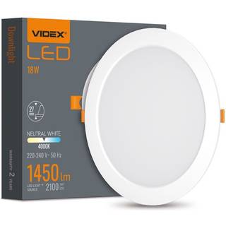 Led downlight 18W - Rund, neutral hvid, 230V, 2100lm - Kulør : Neutral