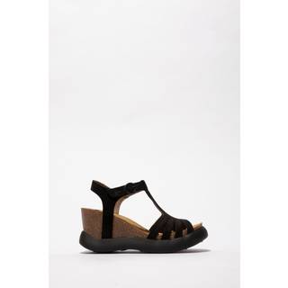 Fly London Fly London Gait Wedge Ankle Strap Black Sandals