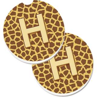 """" Caroline's Treasures Monogram Initial H Giraffe Sæt på 2 Cup Holder Car Coasters CJ1025-HCARC 2.56 Multicolor """"