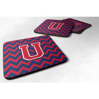 """" Caroline's Treasures CJ1054-UFC-brev U Chevron Yale Blue og Crimson Foam Coaster (Sæt på 4) 3.5 """" ""Multicolor"" ""