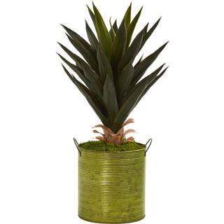 23 """" Agave kunstig plante i gr?n metal planter