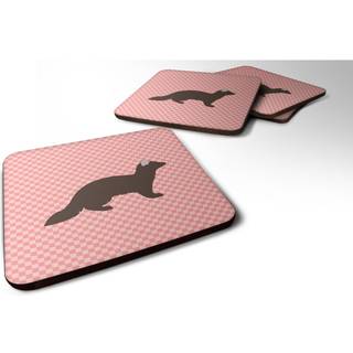 """" Caroline's Treasures Sable Marten Pink Check Decorative Coasters 3.5 Multicolor """"