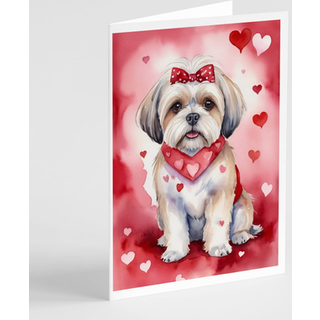 Caroline's Treasures DAC5385GCA7P LHASA APSO Mine Valentine lykønskningskortpakke med 8 blanke kort med konvolutter, finurlig A7 Størrelse 5x7 to