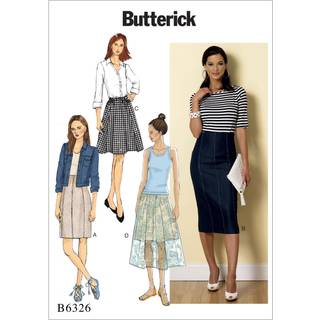 Butterick m?nstre B6326 Misses 'h?vet-talje eller elastiske talje nederdele st?rrelse F5 (16-18-20-22-24)