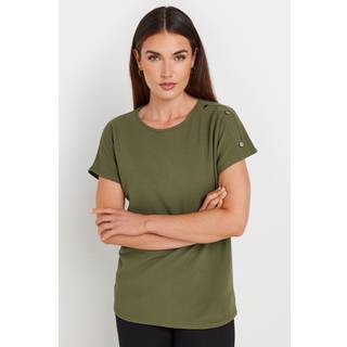 Lts Tall Khaki Green Shoulder Button Detail Top 14 Lts | Tall Women's Day Tops