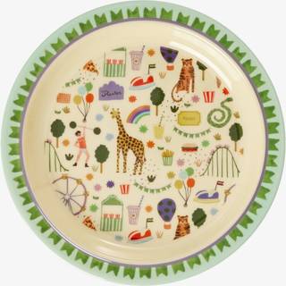 Rice melamin Frokosttallerken Fun fair print - Mint