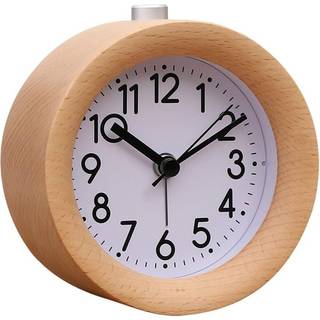 Håndlavet rundt træ vækkeur Rundt digitalt vækkeur Lydløst natbord Vækkeur i bøgtræ