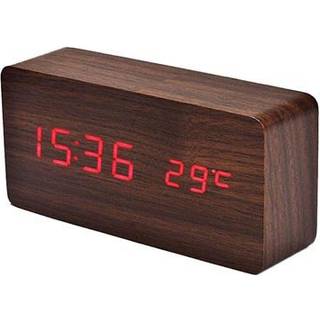 LED Vækkeur - Træ Design
