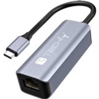 Techly IDATA USB-ETGIGA-CA dockingstation Ledningsført USB 3.2 Gen 1 (3.1 Gen 1) Type-C Sort, Sølv