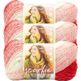 (3 pakke) Lion Brand Yarn Scarfie Yarn Rød/fløde