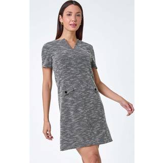 Roman Roman Black Textured Pocket Detail Stretch Dress