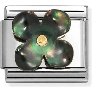 Nomination Black Mother of Pearl Flower Charm - Silver
