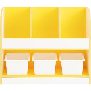 SoBuy væghængt bogreol KMB107-G, børnehylde i guld/hvid