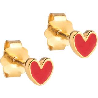 Amore Øreringe, Gold Plated/Red