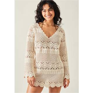 Accessorize Accessorize Natural Crochet Long Sleeve Cover-Up